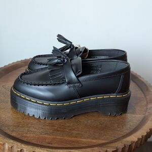 Dr Martens Adrian Quad Tassel Platform Loafer Size Womens 6 Black Leather NEW